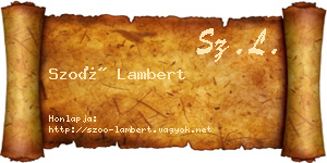 Szoó Lambert névjegykártya